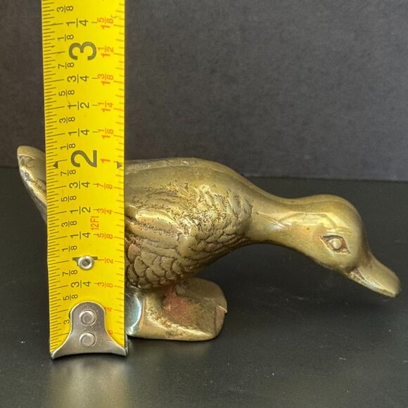Vintage Brass Duck Figurine Paperweight Gold Finish Decorative Home Decor cottag - Picture 9 of 9